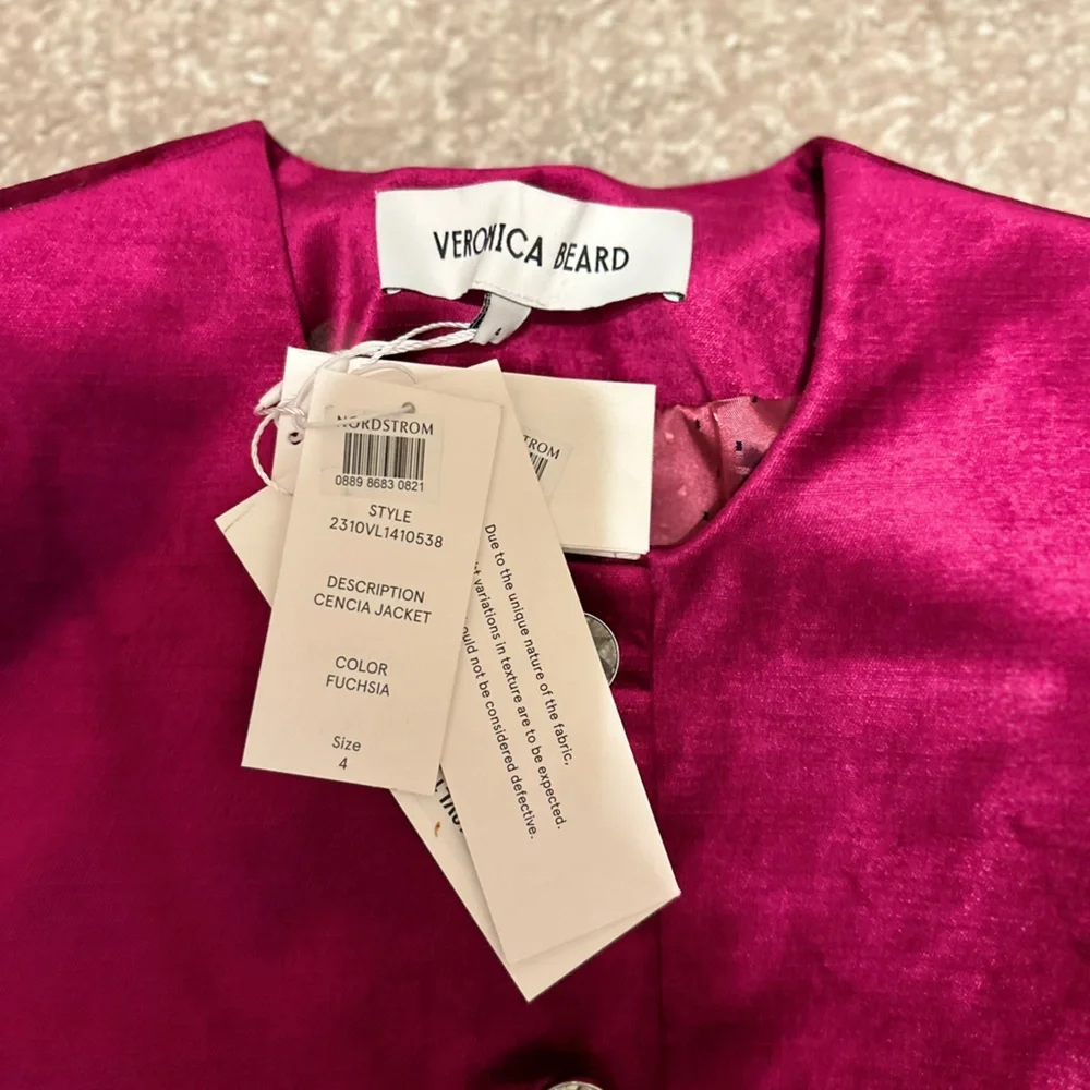 NEW Veronica Beard Cencia Cotton Blend Jacket in Fuchsia - Picture 9 of 11